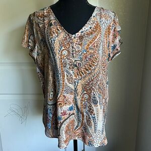 Philosophy Paisley V-Neck Blouse